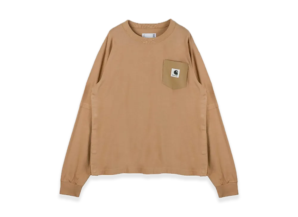 sacai x Carhartt WIP Cotton Jersey L/S T-Shirt (ISETAN Shinjuku Exclusive) "Beige"