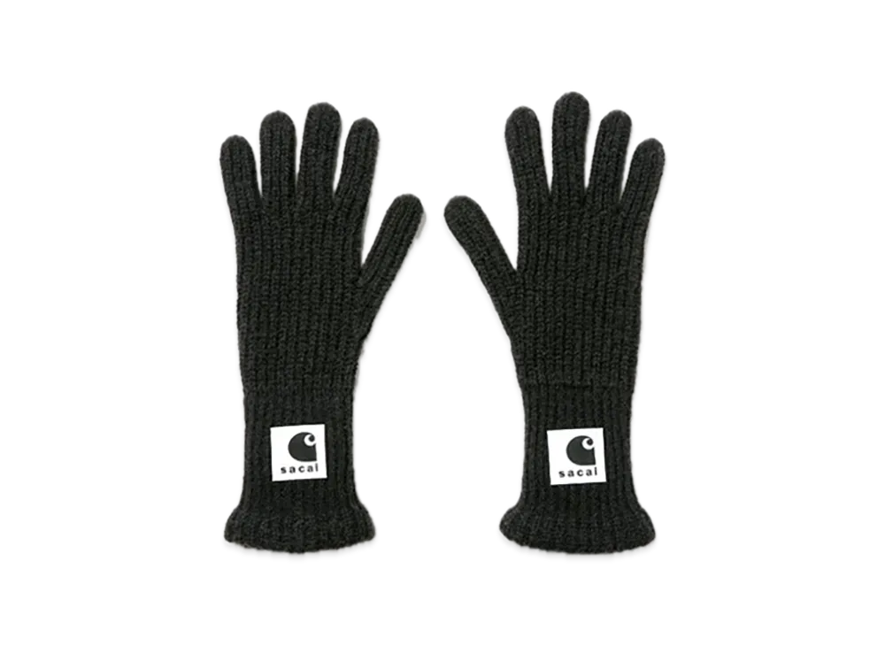 sacai x Carhartt WIP Wool Knit Gloves "Black"