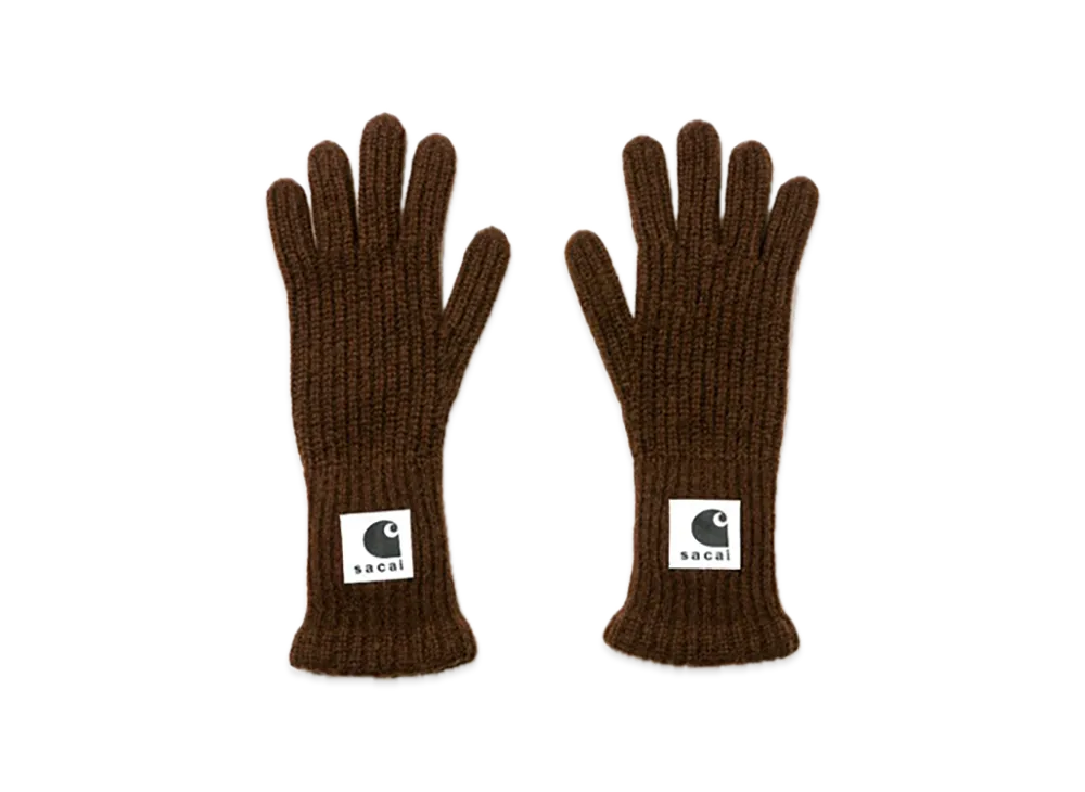 sacai x Carhartt WIP Wool Knit Gloves "Dark Beige"