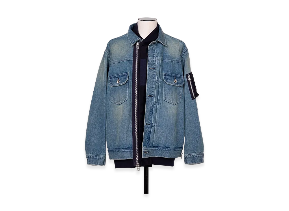 sacai Denim x Nylon Twill Jacket "Light Blue"