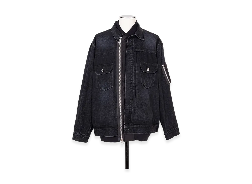 sacai Denim x Nylon Twill Jacket "Black"