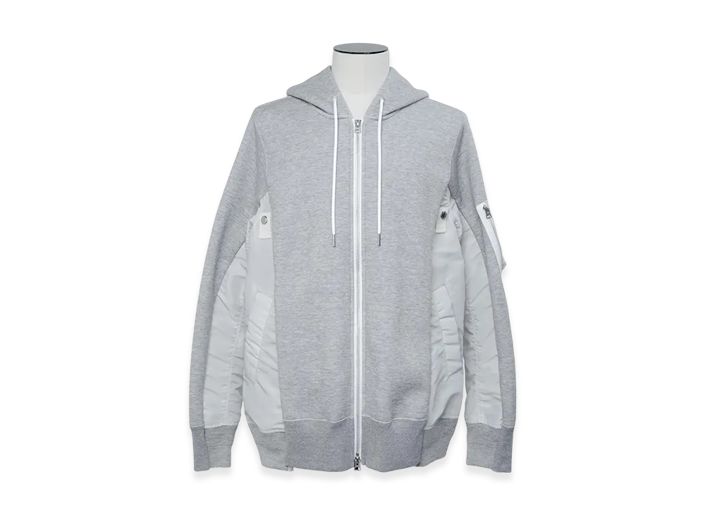 sacai Sponge Sweat x Nylon Twill Hoodie "Light Gray/Light Gray"