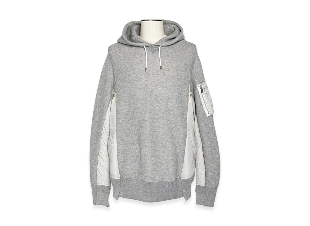 sacai Sponge Sweat x Nylon Twill Hoodie "Light Gray/Light Gray"