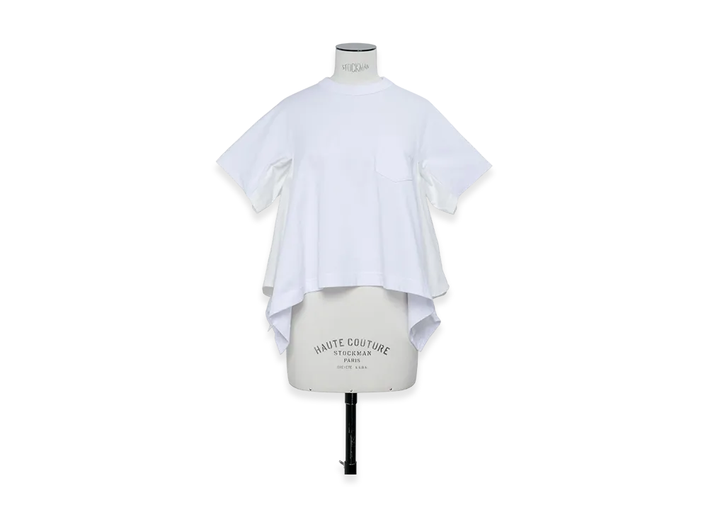 sacai Light Weight Denim x Cotton Jersey T-Shirt "White"