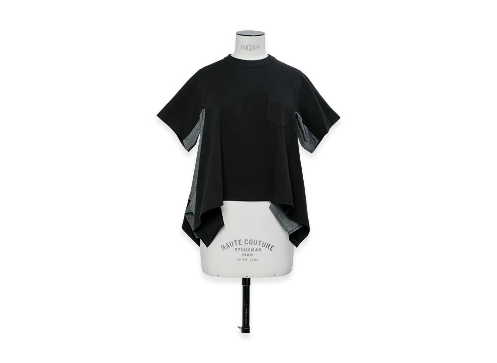 sacai Light Weight Denim x Cotton Jersey T-Shirt "Black"