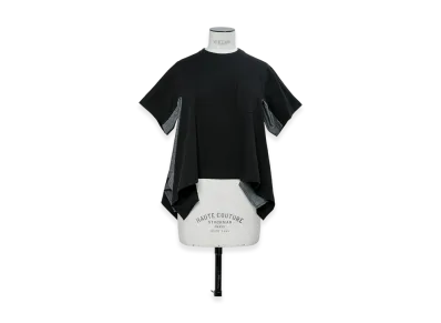 sacai Light Weight Denim x Cotton Jersey T-Shirt "Black"