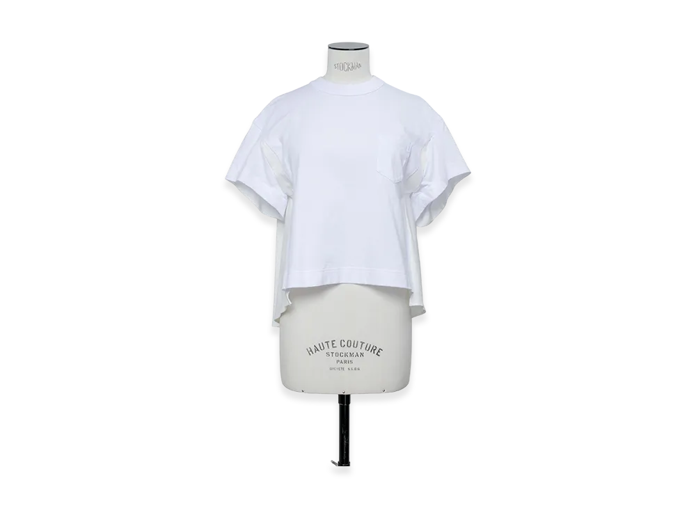 sacai Light Weight Denim x Cotton Jersey T-Shirt "White"