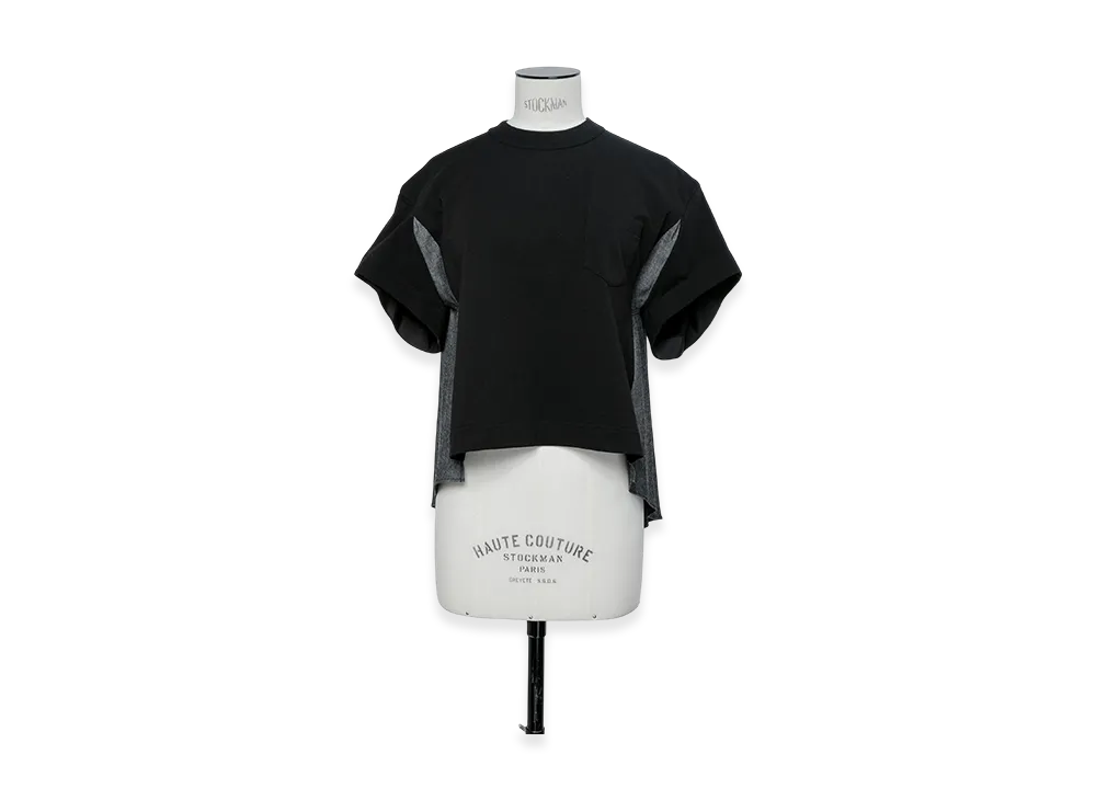 sacai Light Weight Denim x Cotton Jersey T-Shirt "Black"