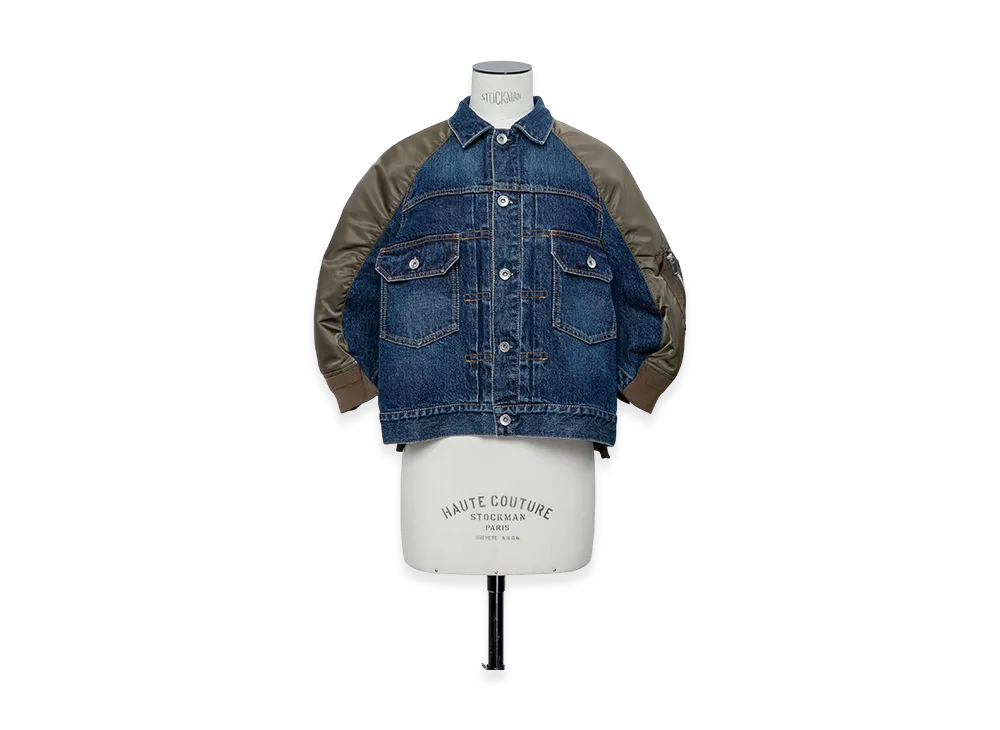 sacai Denim x Nylon Twill Jacket "Blue/Dark Khaki"