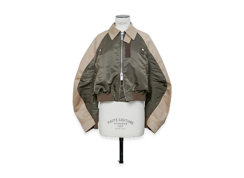 sacai Cotton Chino x Nylon Twill Blouson "Dark Khaki/Beige"