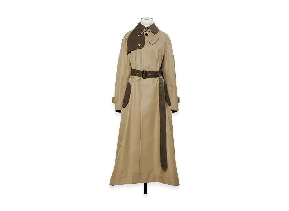 sacai Cotton Gabardine Coat "Beige/Brown"