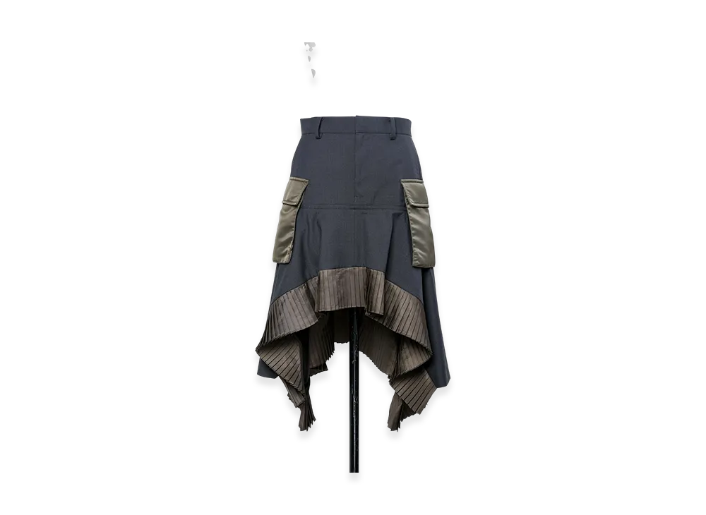 sacai Suiting x Nylon Twill Skirt "Gray/Dark Khaki"