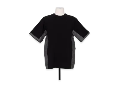 sacai Light Weight Denim x Cotton Jersey T-Shirt "Black"