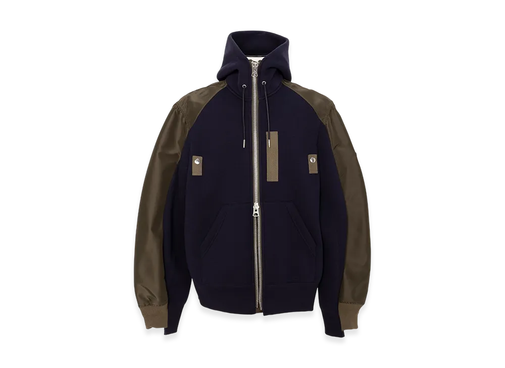 sacai Sponge Sweat Hoodie "Navy/Dark Khaki"