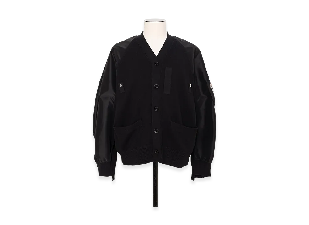 sacai Nylon Twill x Knit Cardigan "Black"