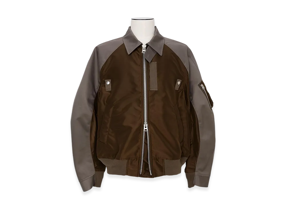 sacai Cotton Chino x Nylon Twill Blouson "Gray/Brown"