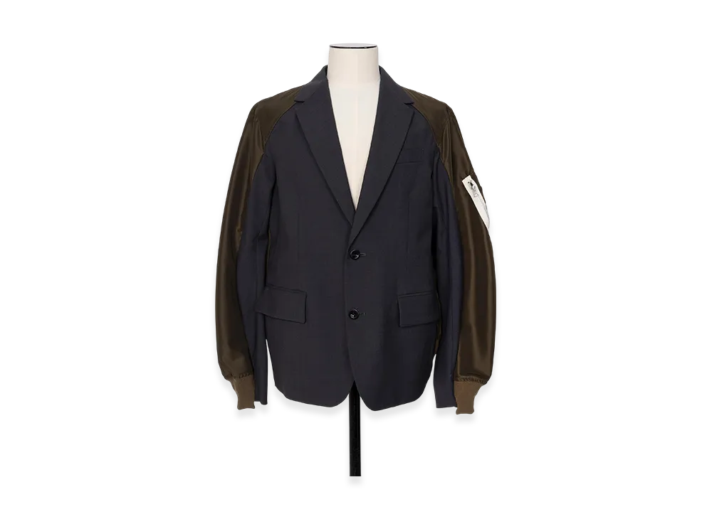 sacai Suiting x Nylon Twill Jacket "Gray/Dark Khaki"
