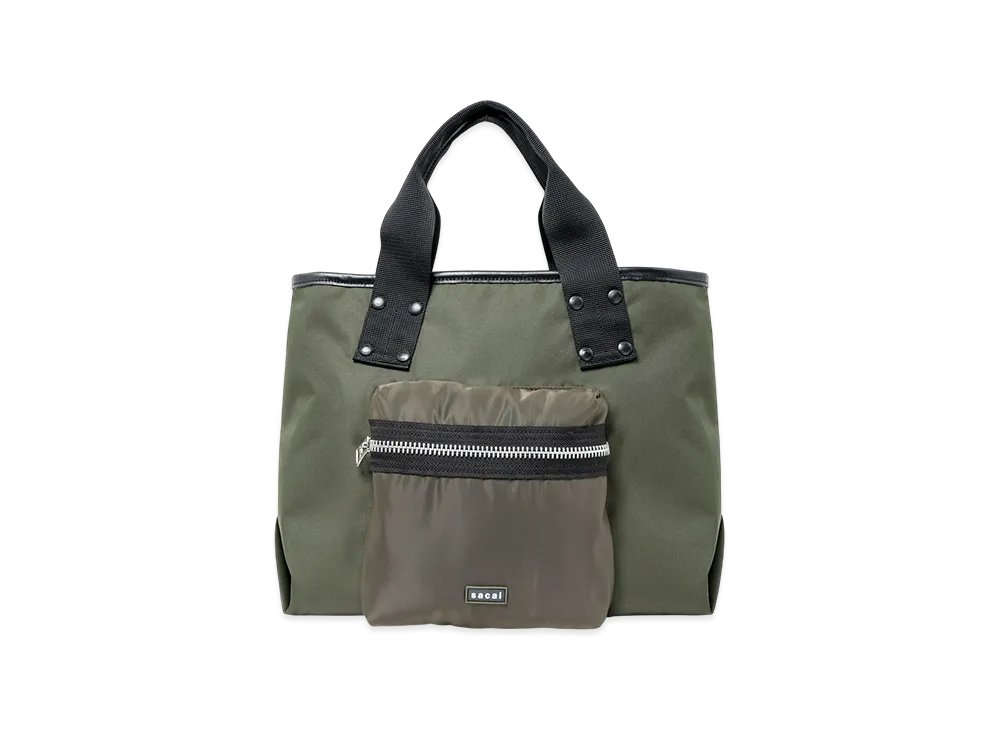 sacai Pocket Tote Bag Medium "Dark Khaki"