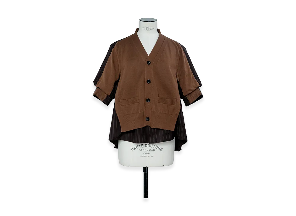 sacai Chalk Stripe Cotton Knit Cardigan "Brown"