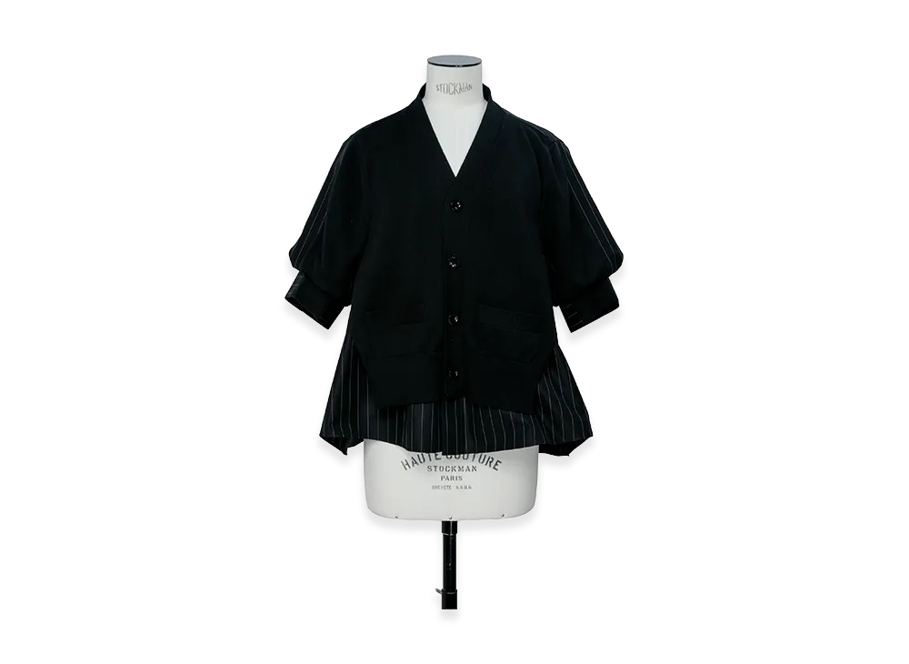 sacai Chalk Stripe Cotton Knit Cardigan "Black"