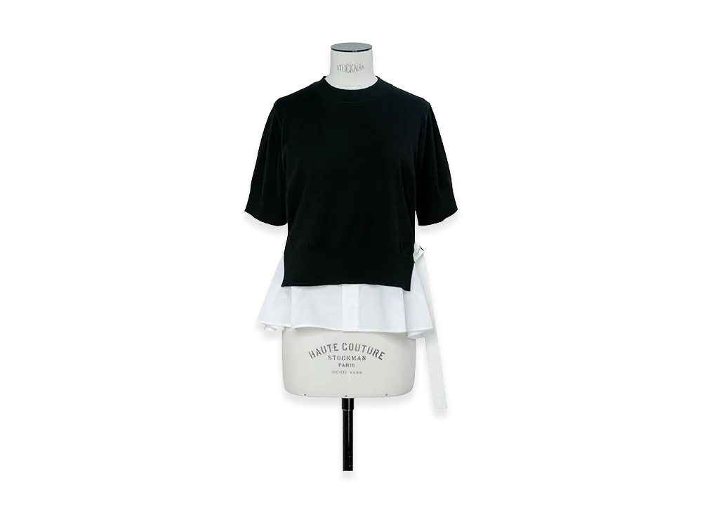 sacai Poplin Cotton Knit Pullover "Black/Off White"