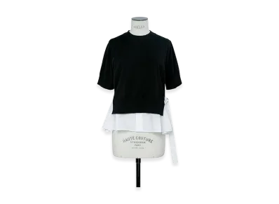 sacai Poplin Cotton Knit Pullover "Black/Off White"