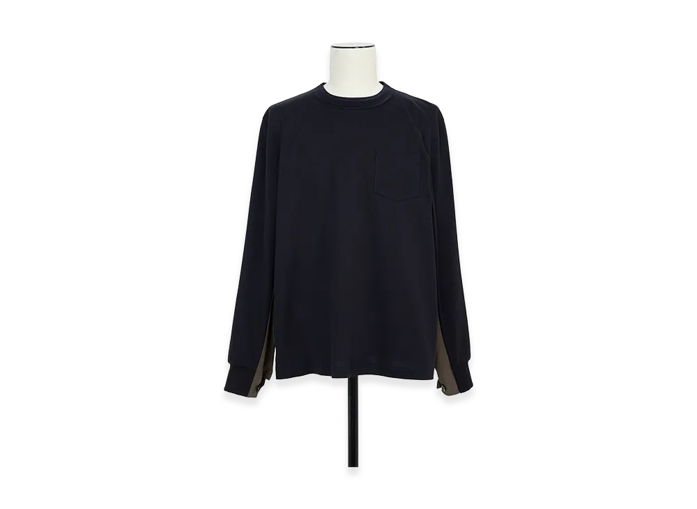 sacai Cotton Typewriter Cotton Jersey L/S T-Shirt "Navy/Taupe"