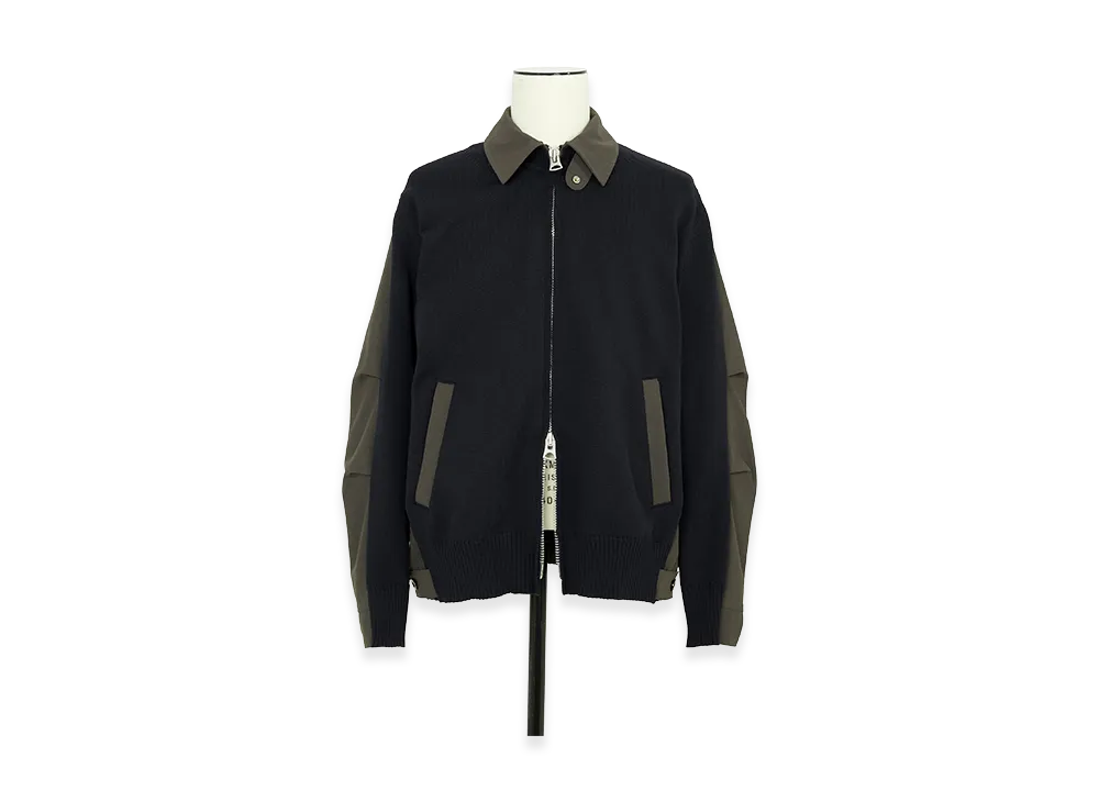 sacai Weathercloth Knit Blouson "Navy/Khaki"