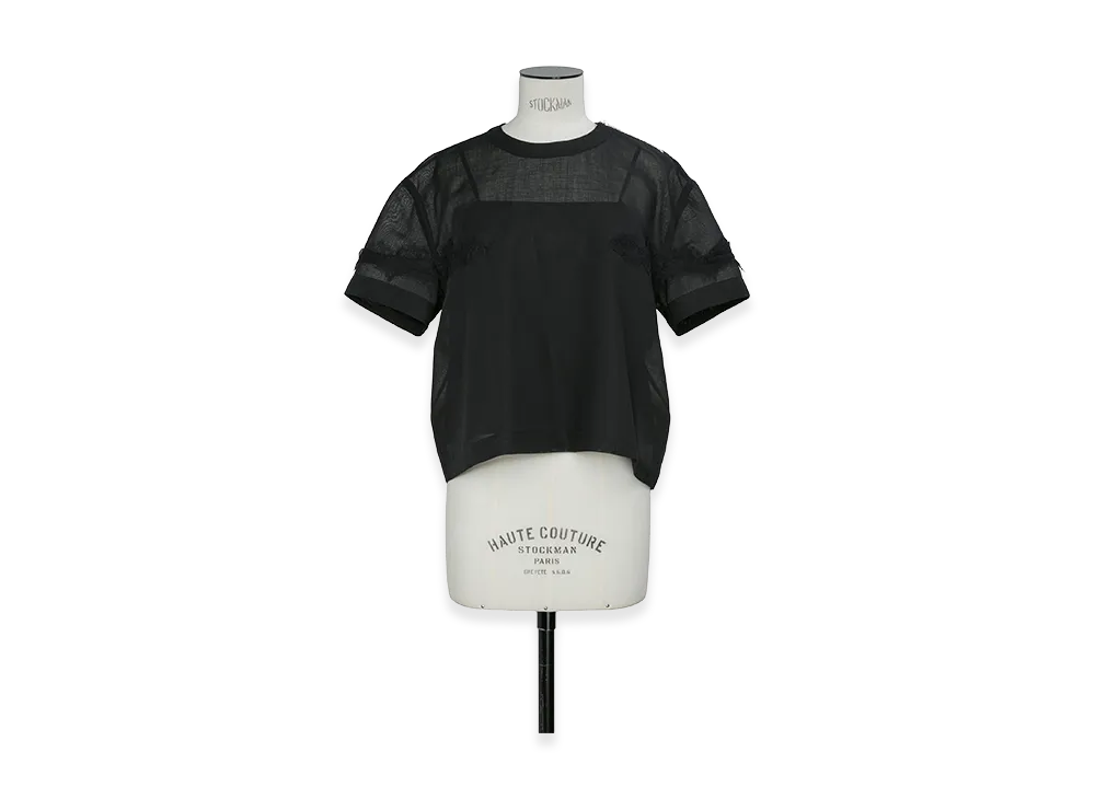 sacai Women's Wool Organza Pullover "Black"