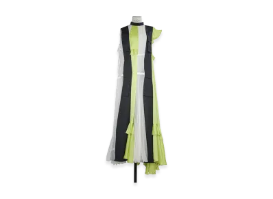 sacai Women's Fabric Mix Dress "Navy/Yellow"