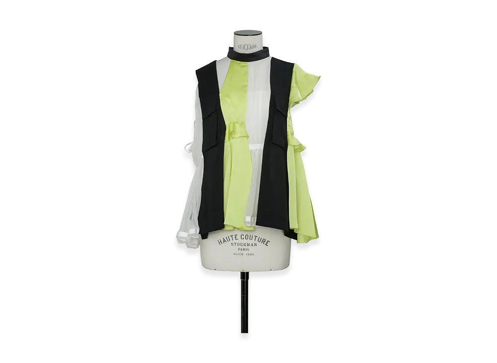 sacai Women's Fabric Mix Pullover "Navy/Yellow"