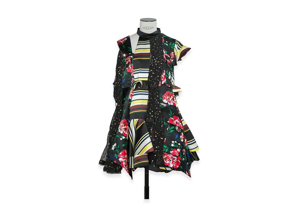 sacai Women's Pattern Mix Dress "Black Multi"