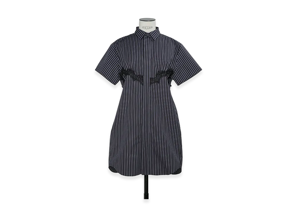 sacai Women's Poplin Dress "Navy Stripe"