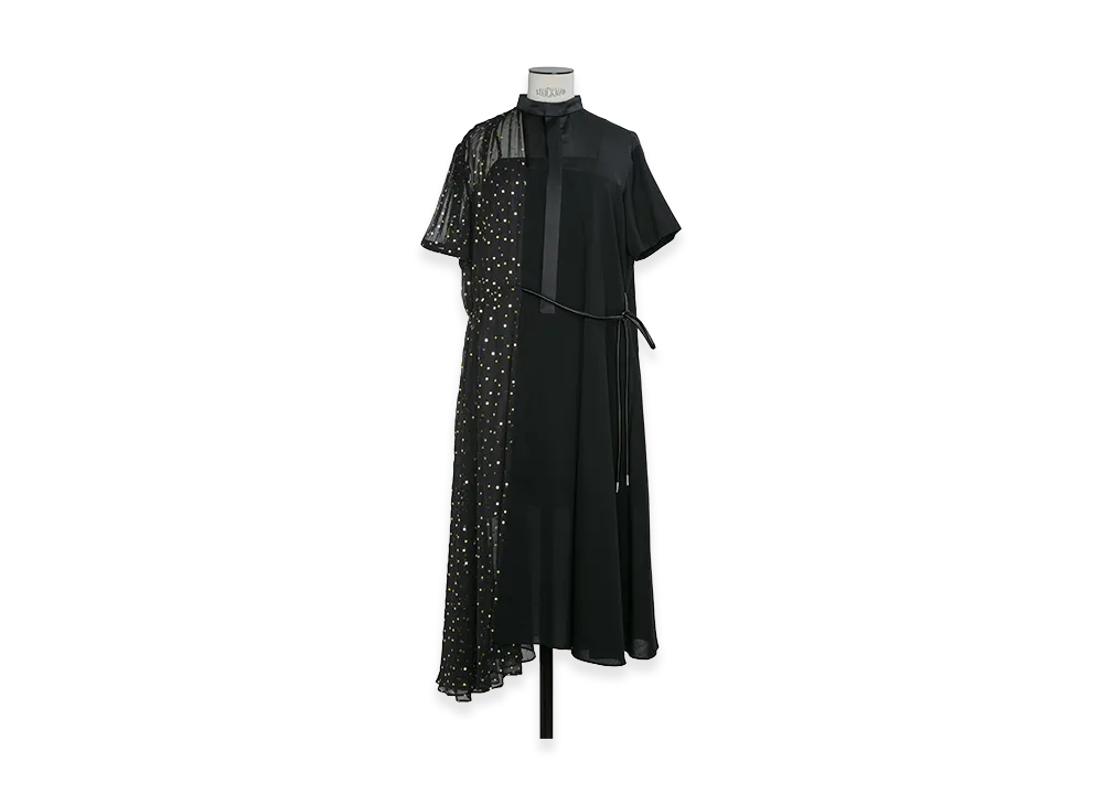 sacai Women's Wool Suiting x Polka Dot Dress "Black"