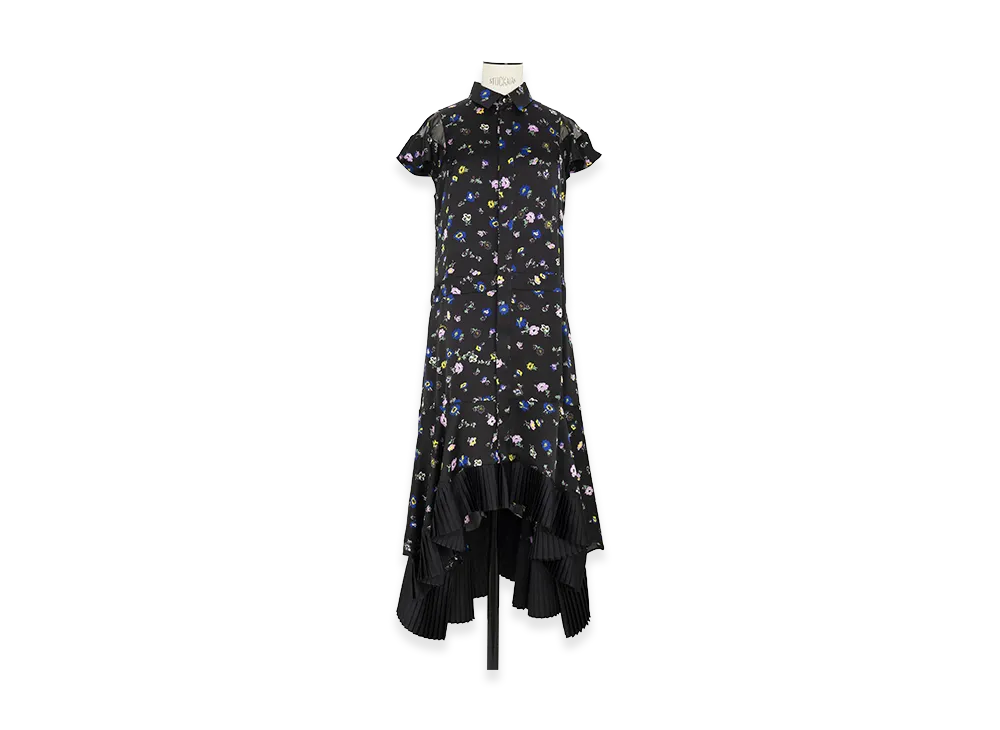 sacai Floral Print Dress "Black"
