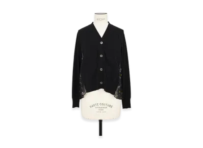 sacai Floral Print x Cotton Knit Cardigan "Black/Black"