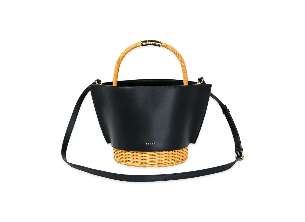 sacai Leather x Rattan Basket Medium "Black"