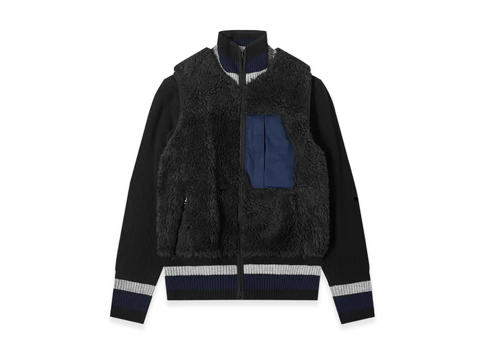 sacai Faux Shearling Knit Blouson "Black"