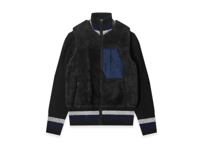 sacai Faux Shearling Knit Blouson "Black"