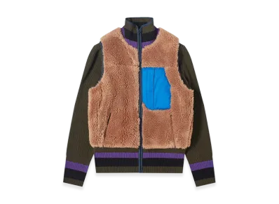 sacai Faux Shearling Knit Blouson "Brown"