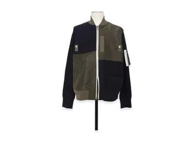 sacai Nylon Twill x Knit Blouson "Navy/Dark Khaki"