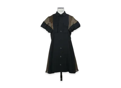 sacai Wool Suiting Dress "Navy/Khaki"
