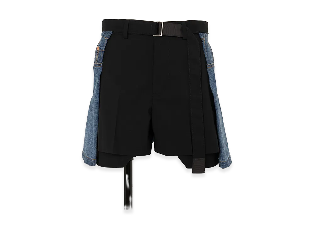sacai Wool Suiting x Denim Shorts "Black/Blue"