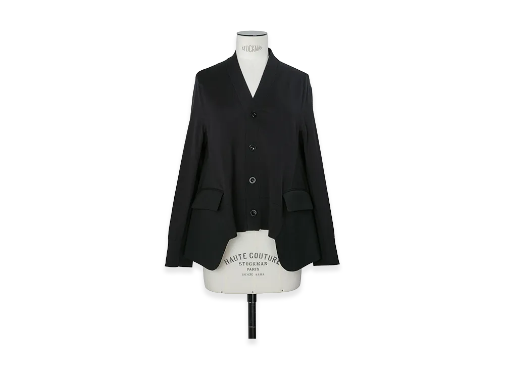 sacai Wool Suiting x Cotton Knit Cardigan "Black"