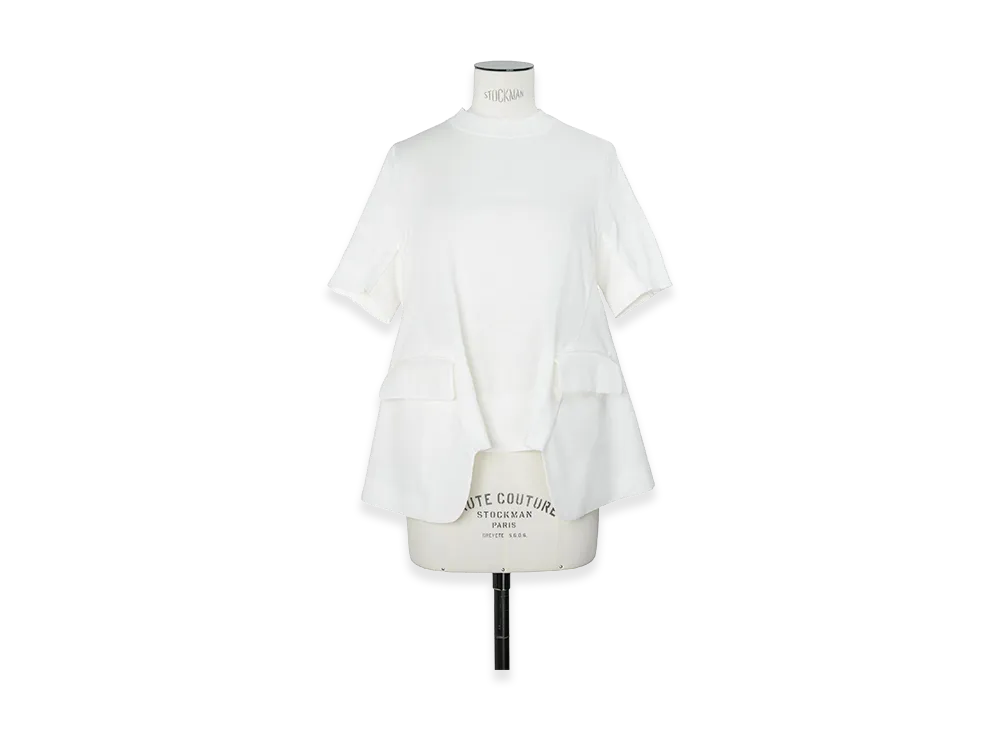 sacai Wool Suiting x Cotton Knit Pullover "Off White"