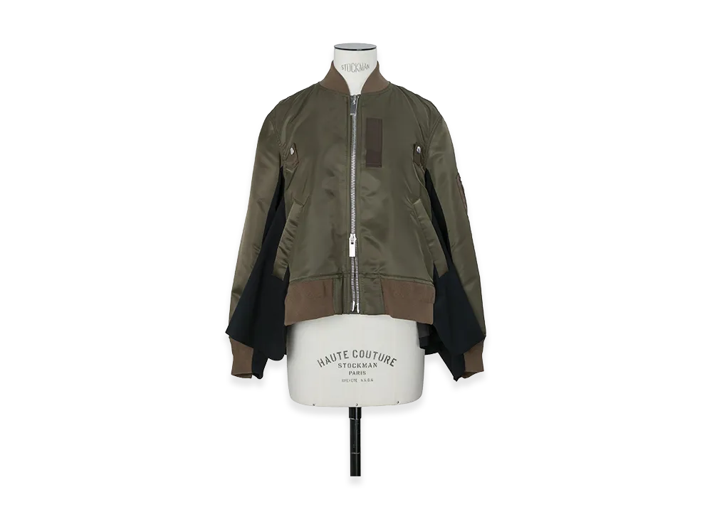 sacai Nylon Twill x Wool Suiting Blouson "Dark Khaki/Navy"