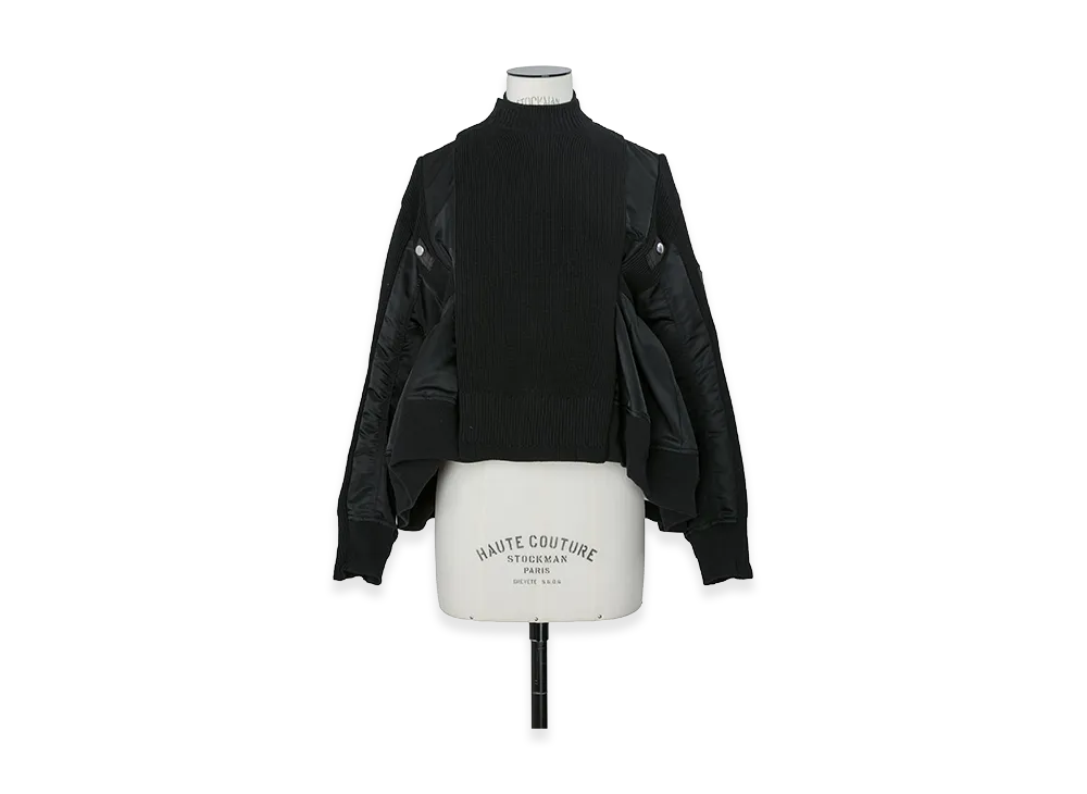 sacai Nylon Twill x Knit Blouson "Black"