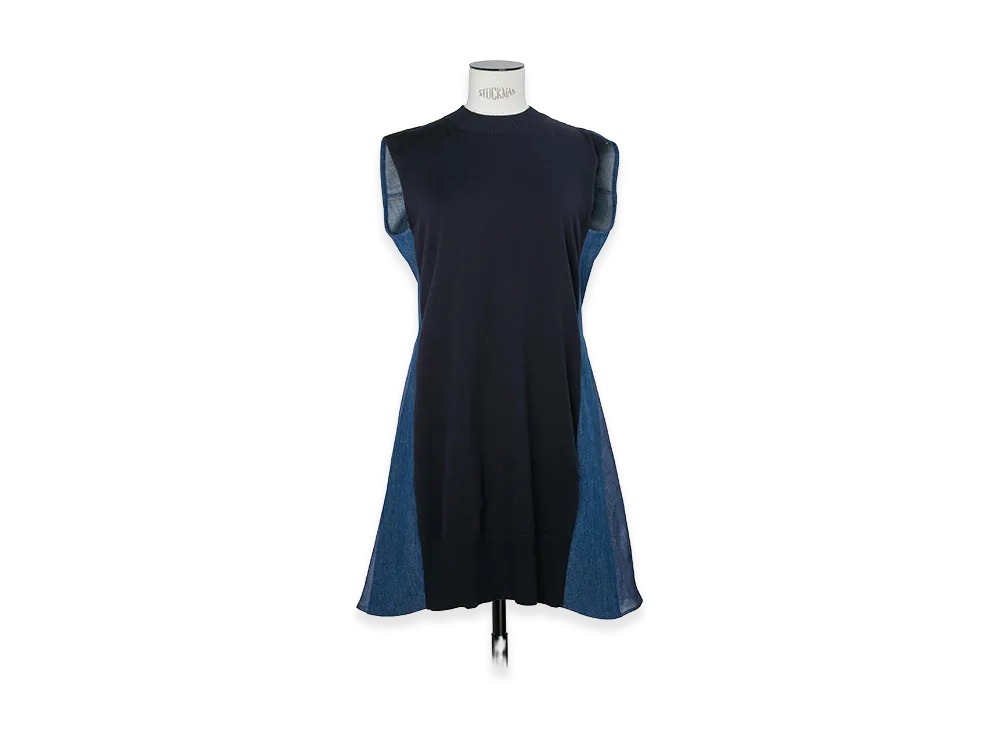 sacai Denim x Knit Dress "Navy/Blue"
