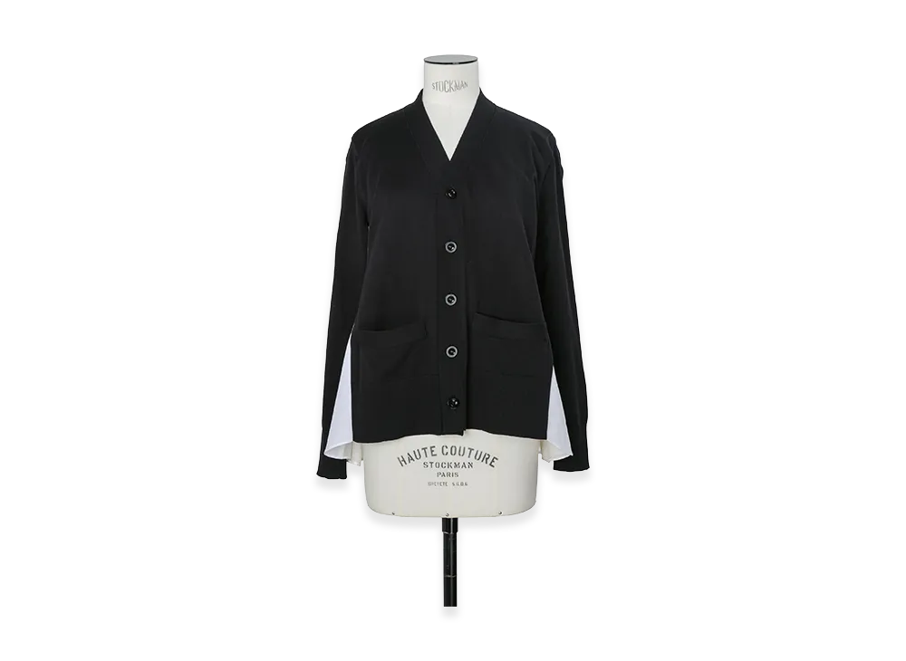 sacai Poplin x Cotton Knit Cardigan "Black/Off White"