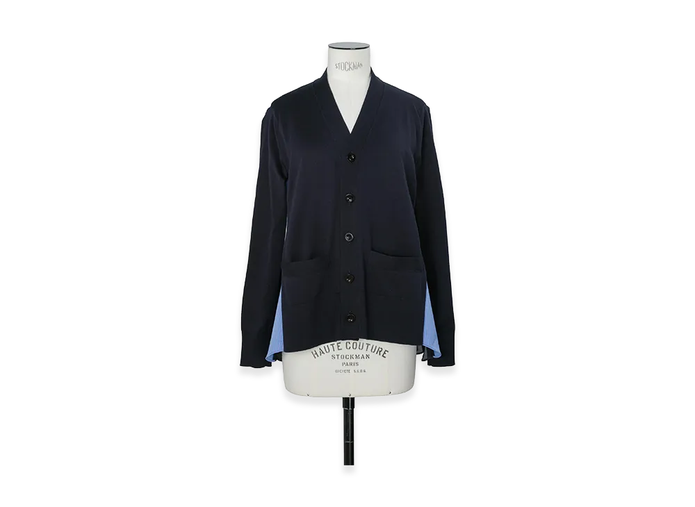 sacai Poplin x Cotton Knit Cardigan "Navy/Blue Stripe"